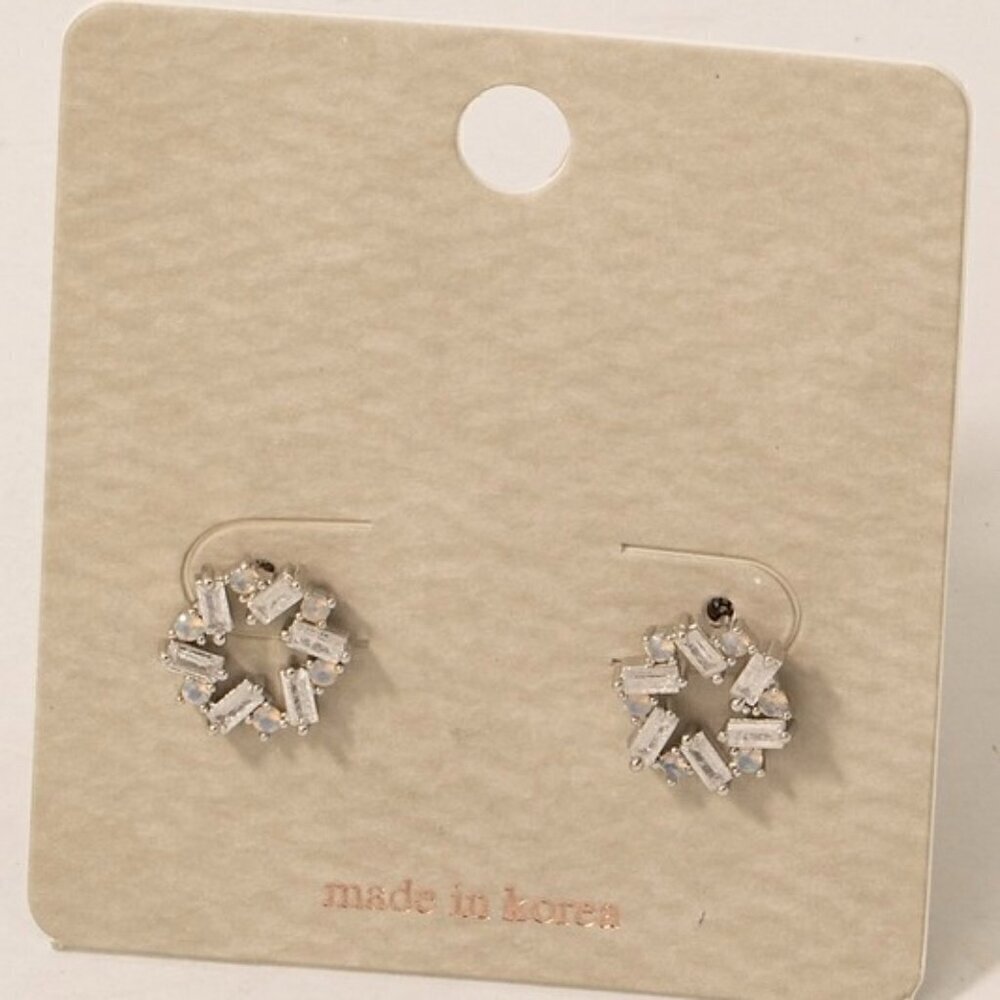 KAIA SILVER RHINESTONE CIRCLE STUD EARRINGS